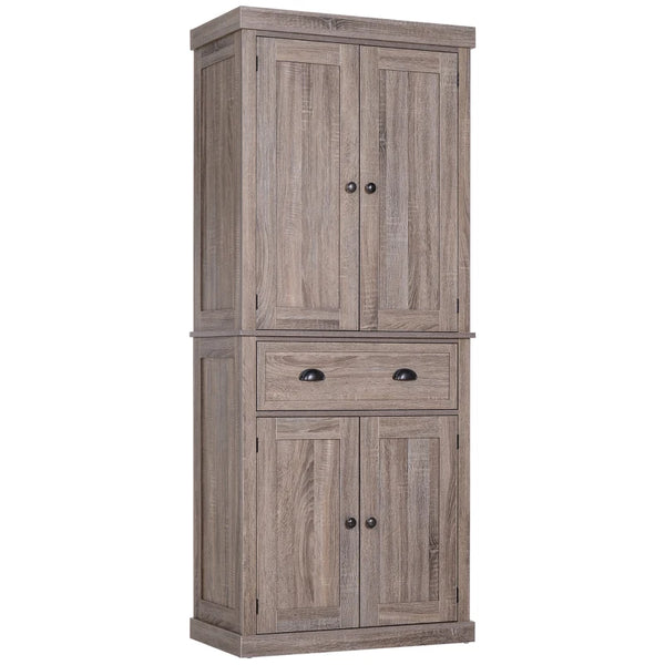 Dark Wood Grain Freestanding Kitchen Storage Cabinet, 184cm Tall