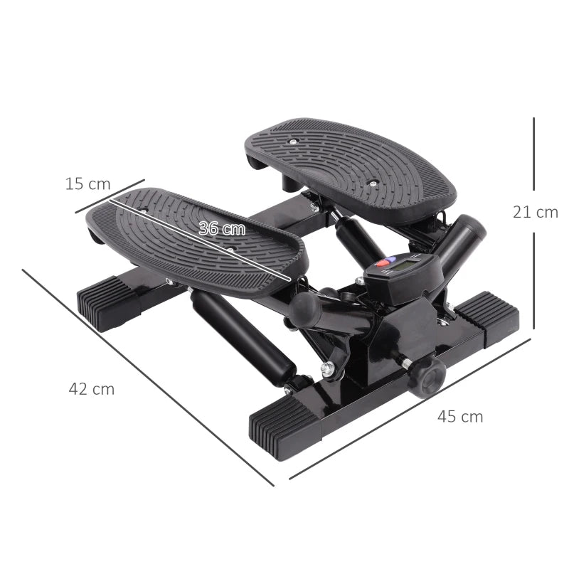 Compact Black Mini Stepper Exercise Machine - 45x42x21 cm