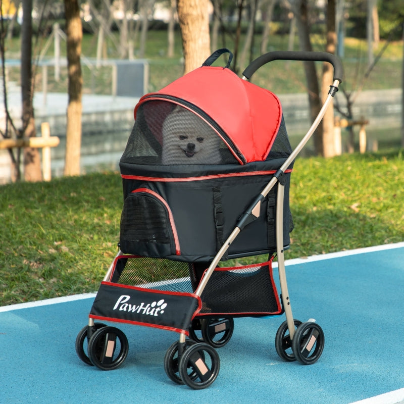 Red 3-in-1 Detachable Pet Stroller for Extra Small and Small Dogs