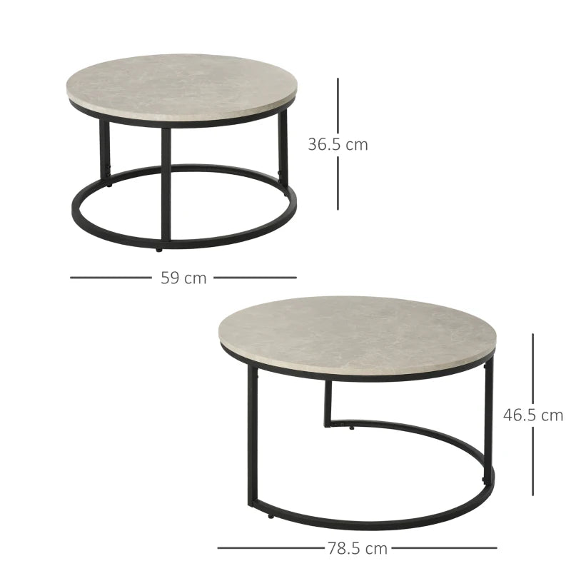 Modern Black Steel Nesting Coffee Tables Set