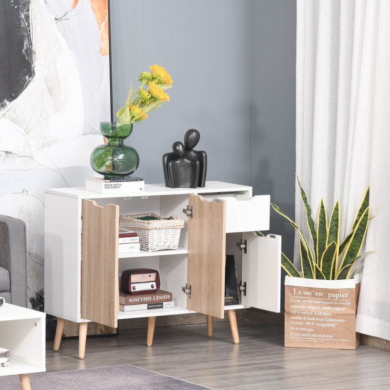 Natural Wood Sideboard with Drawer for Bedroom, Living Room, Home Office