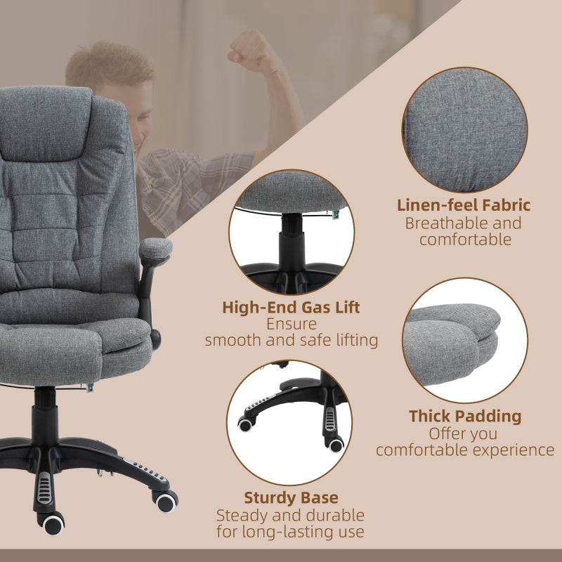 Grey Heated Massage Recliner Chair with 6 Massage Points