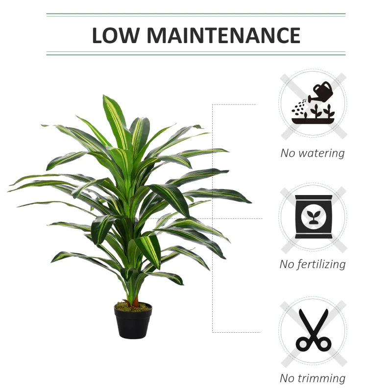 Green Artificial Dracaena Tree Set, Indoor Outdoor Decor, 3.6FT, 40 Leaves