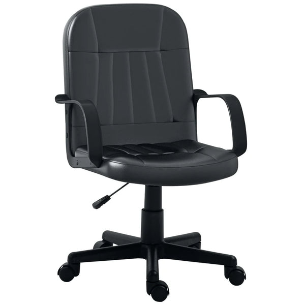 Black Swivel Office Chair - PU Leather Desk Gaming Seater