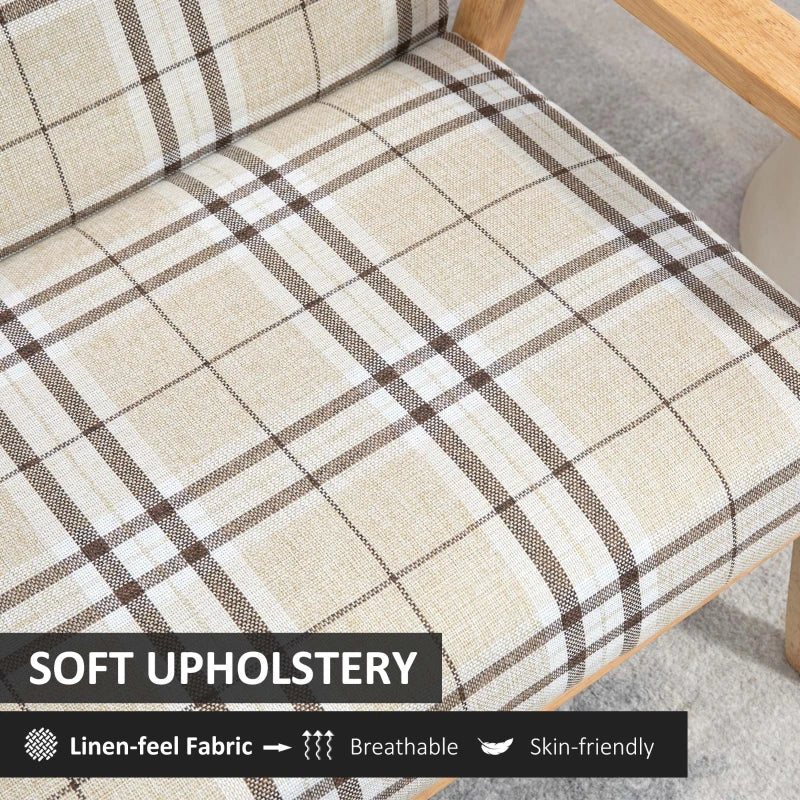 Beige & Coffee Double Seat Loveseat with Lattice Pattern