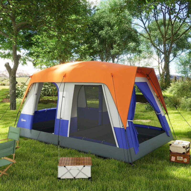 Orange 7-Person Camping Tent with Rainfly & Accessories