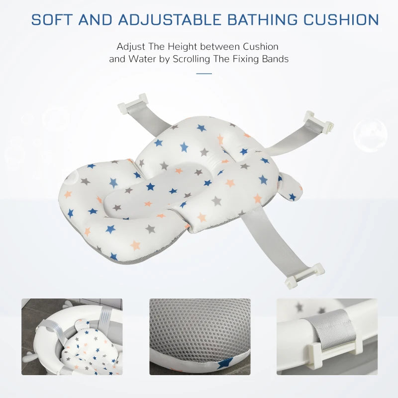 Foldable Baby Bathtub Set - Offwhite, Thermostatic Water Plug, Non-Slip Support, Cushion Pad