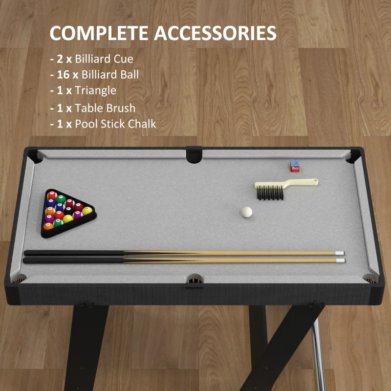 Compact 3.5ft Grey Folding Pool Table Set with Accessories