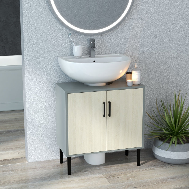 Natural Bathroom Under Sink Storage Cabinet, Double Doors, 60x30x60cm