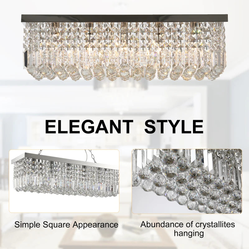 Silver Square Crystal Ceiling Light Fixture