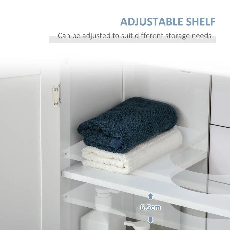 White Under-Sink Storage Cabinet with Adjustable Shelf - 60x60cm