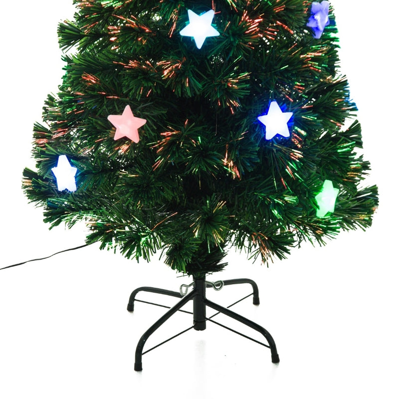 4FT Green Fibre Optic Christmas Tree with LED Star Lights