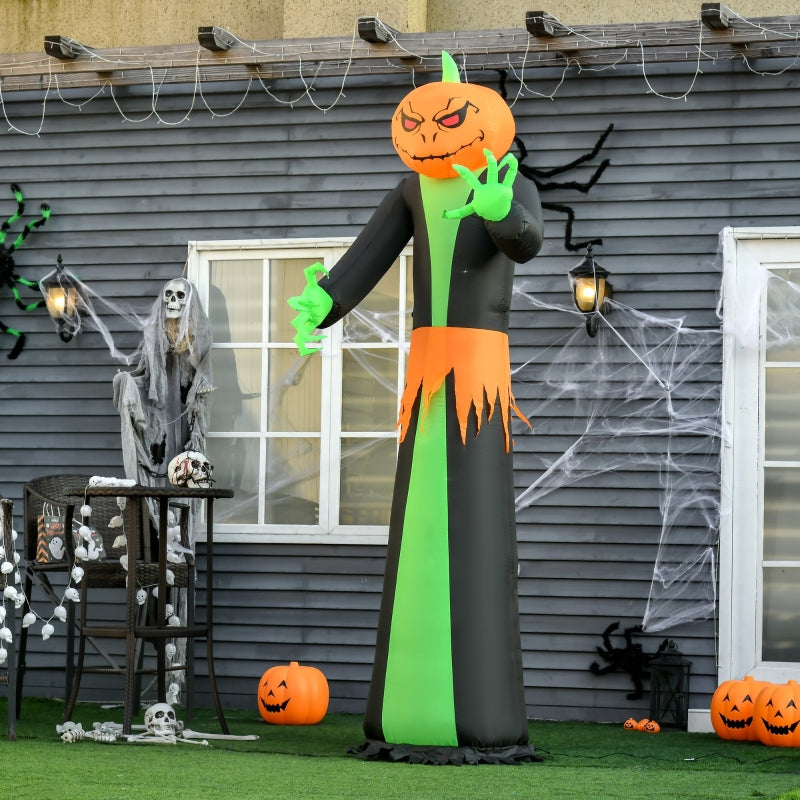 9FT Inflatable Halloween Pumpkin Ghost with LED Lights - Outdoor Party Decor