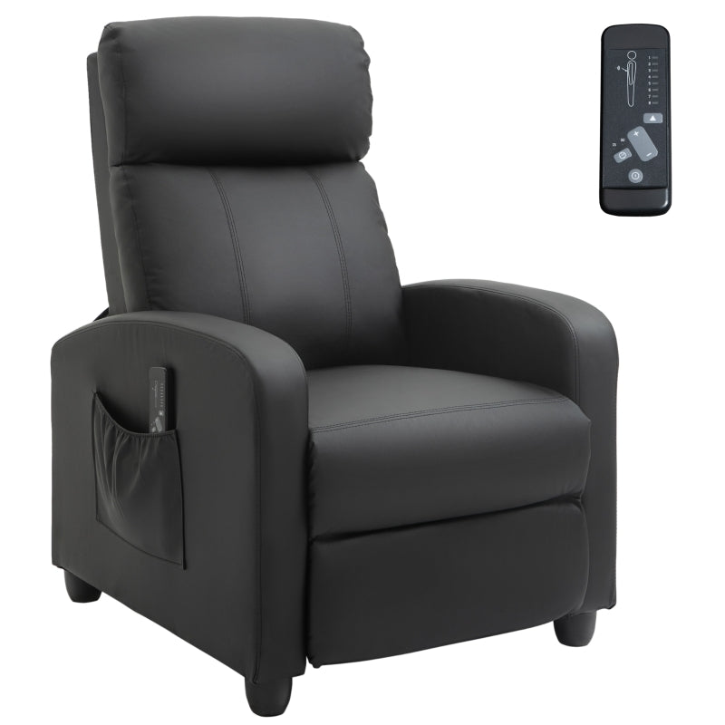 Black Massage Recliner Armchair with Adjustable Leg Rest