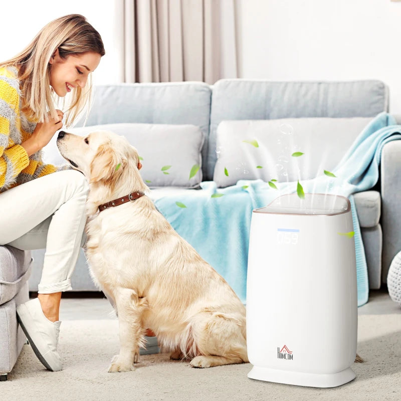 Quiet Bedroom Air Purifier with Carbon HEPA Filtration - White