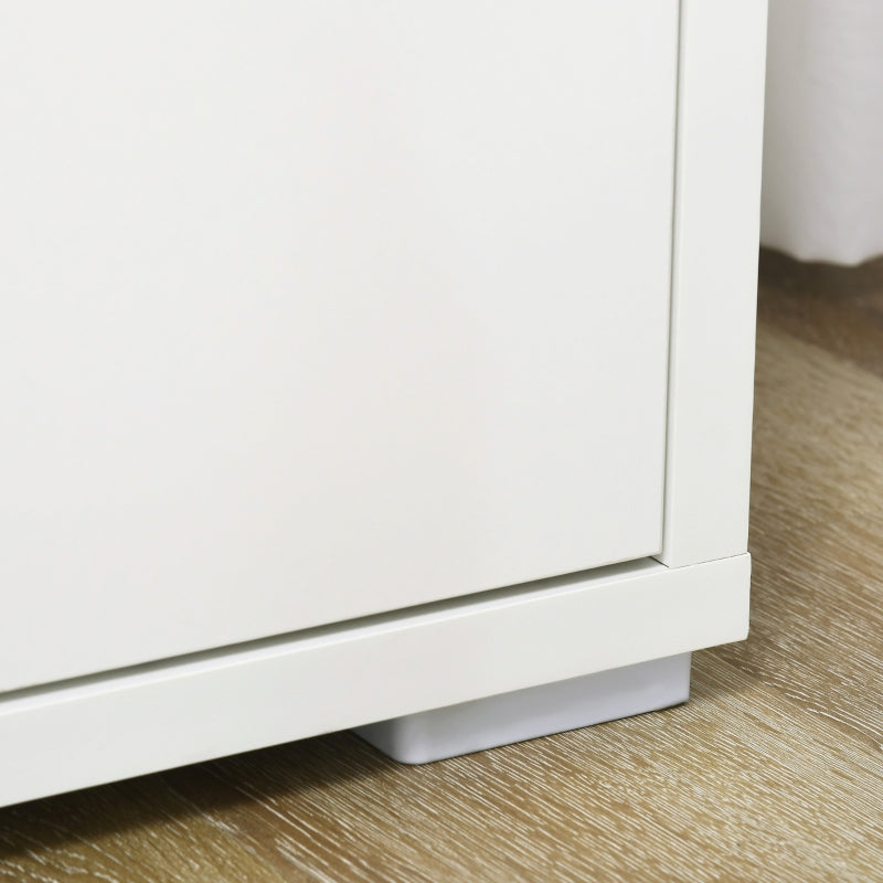 White Kitchen Storage Cabinet with Double Doors and Adjustable Shelf