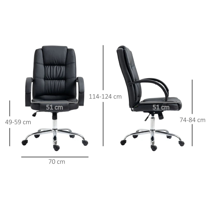 Black PU Leather Office Swivel Chair with Adjustable Height