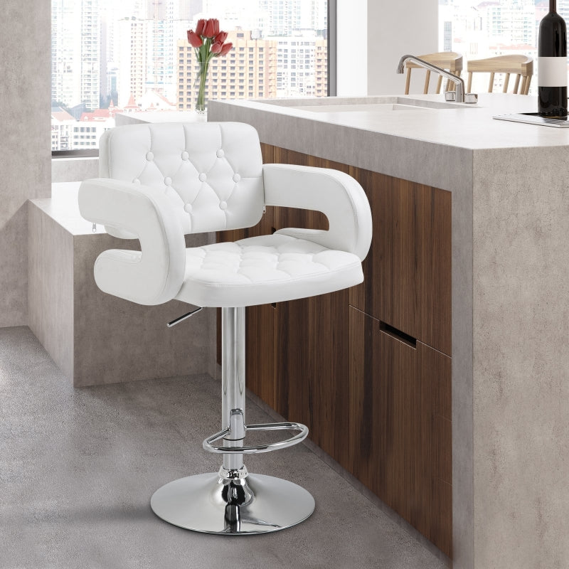 Black Swivel Bar Stool with Back and Armrest, Height Adjustable