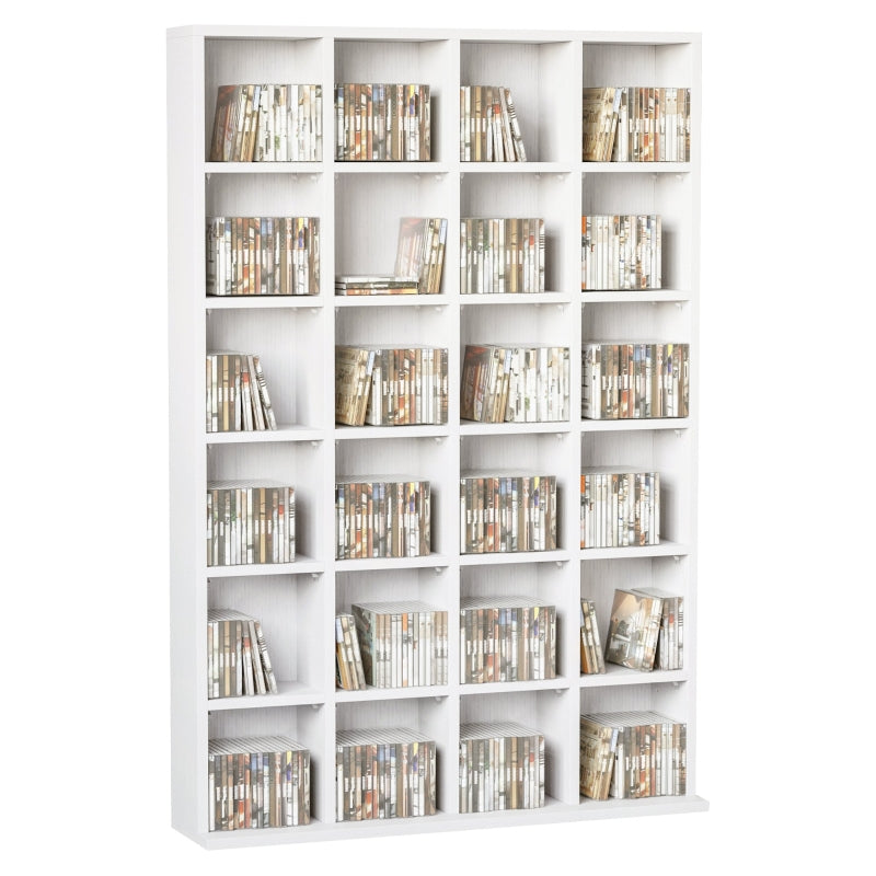White Wooden Media Storage Shelf with Adjustable Shelves, 89 x 130.5 cm