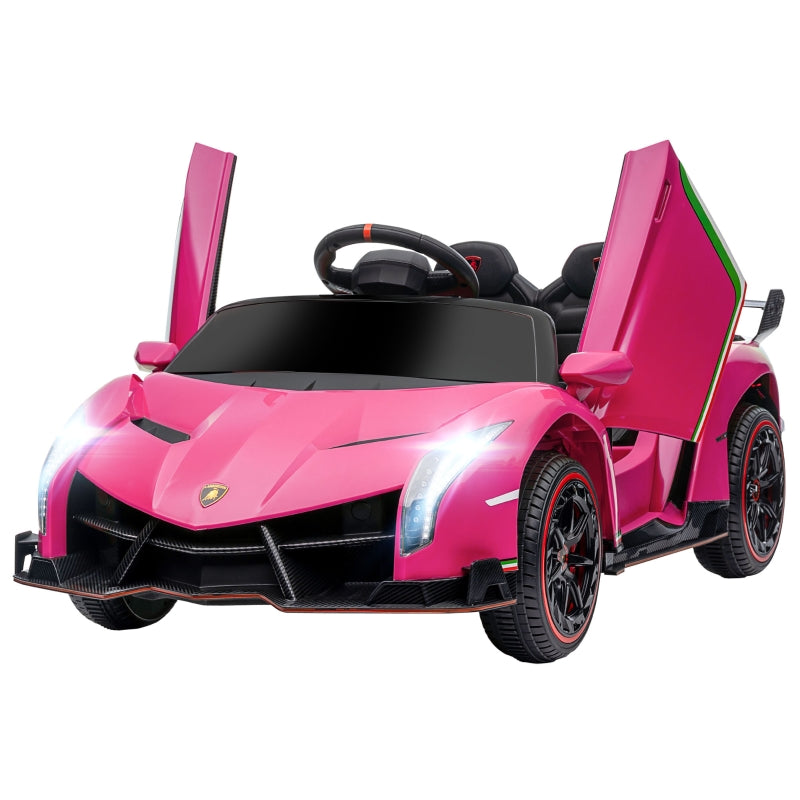 Pink Licensed Electric Ride-On Car with Remote Control, Music, and Horn