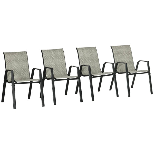 4-Piece Stacking Rattan Garden Seat Set - Mixed Grey