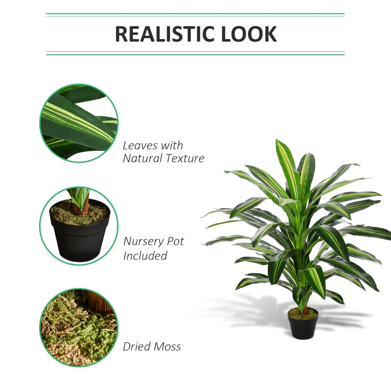 Green Artificial Dracaena Tree Set, Indoor Outdoor Decor, 3.6FT, 40 Leaves