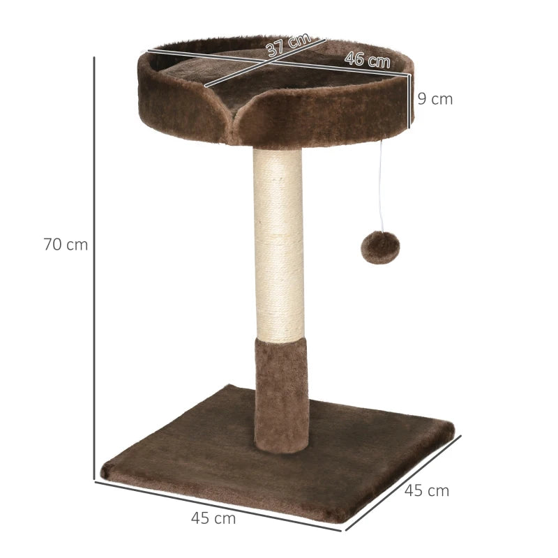 Brown Cat Tree with Sisal Scratching Post & Kitten Bed, 45x45x70 cm