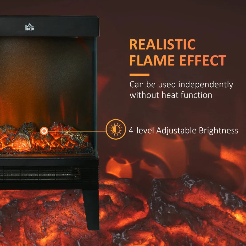 Black Electric Fireplace Stove with LED Flame Effect