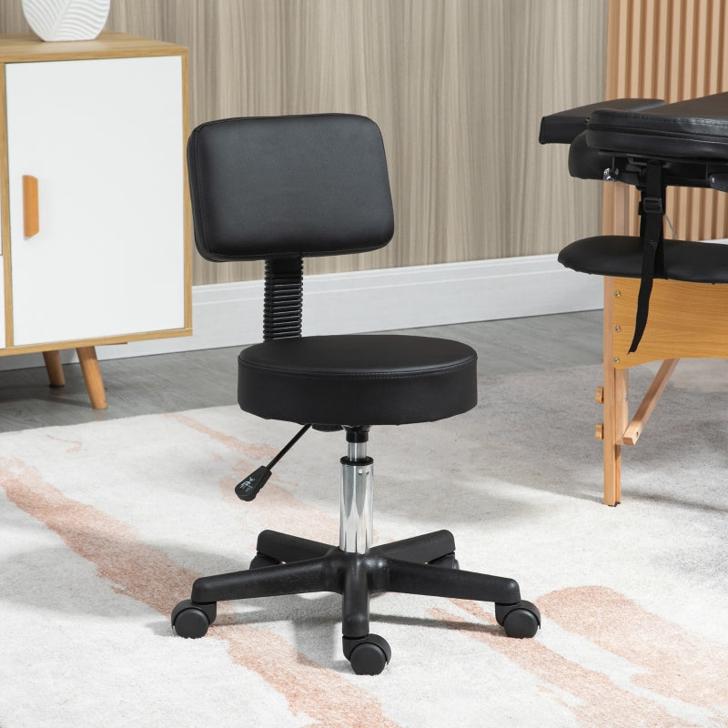 Black Swivel Salon Chair with Adjustable Height and Wheels