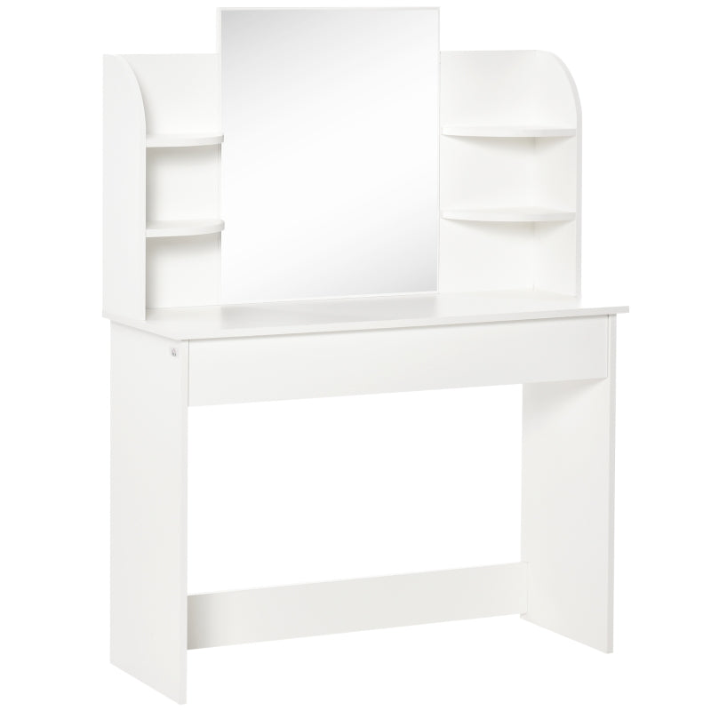 White Modern Dressing Table with Mirror and Storage