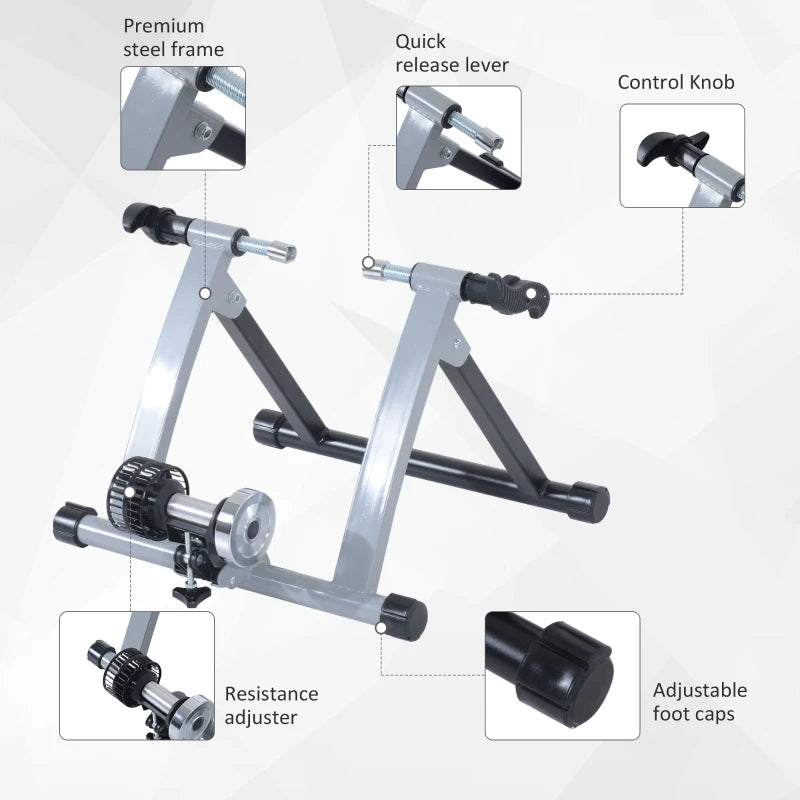 Silver Magnetic Bike Trainer Stand for 26''-28'' & 700C Bikes