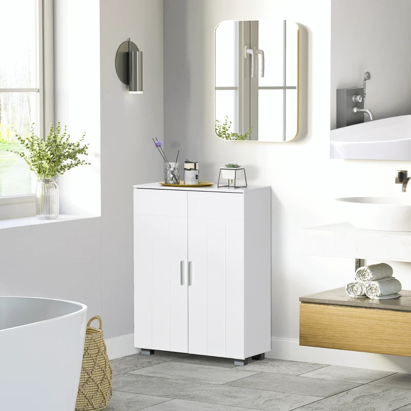 White Bathroom Storage Cabinet with 3 Tier Shelves