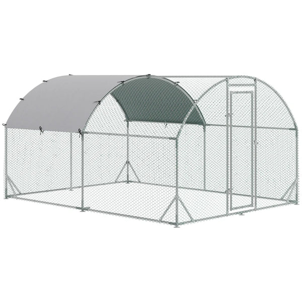 Galvanised Chicken Run with Water-Resistant Cover, 2.8 x 3.8 x 2m