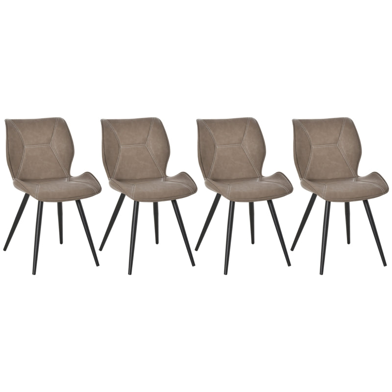 Brown PU Leather Racing-Style Dining Chairs Set of 4