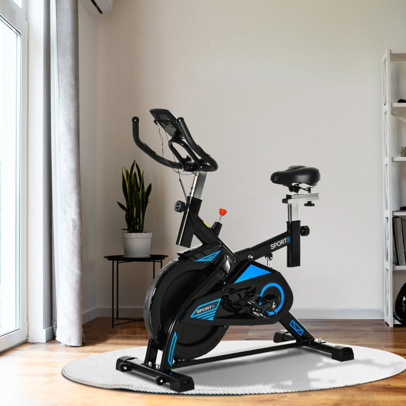 Black Indoor Cycling Exercise Bike with iPad Holder and LCD Monitor