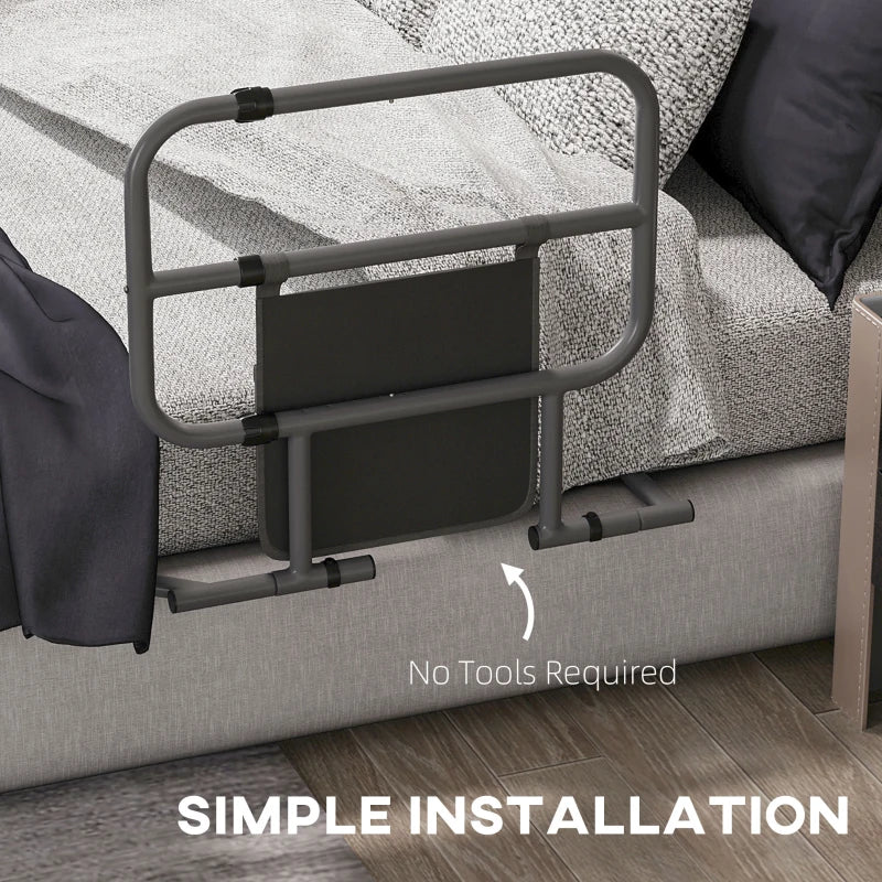 Black Folding Bed Assist Rail with Storage Pocket for Elderly and Disabled