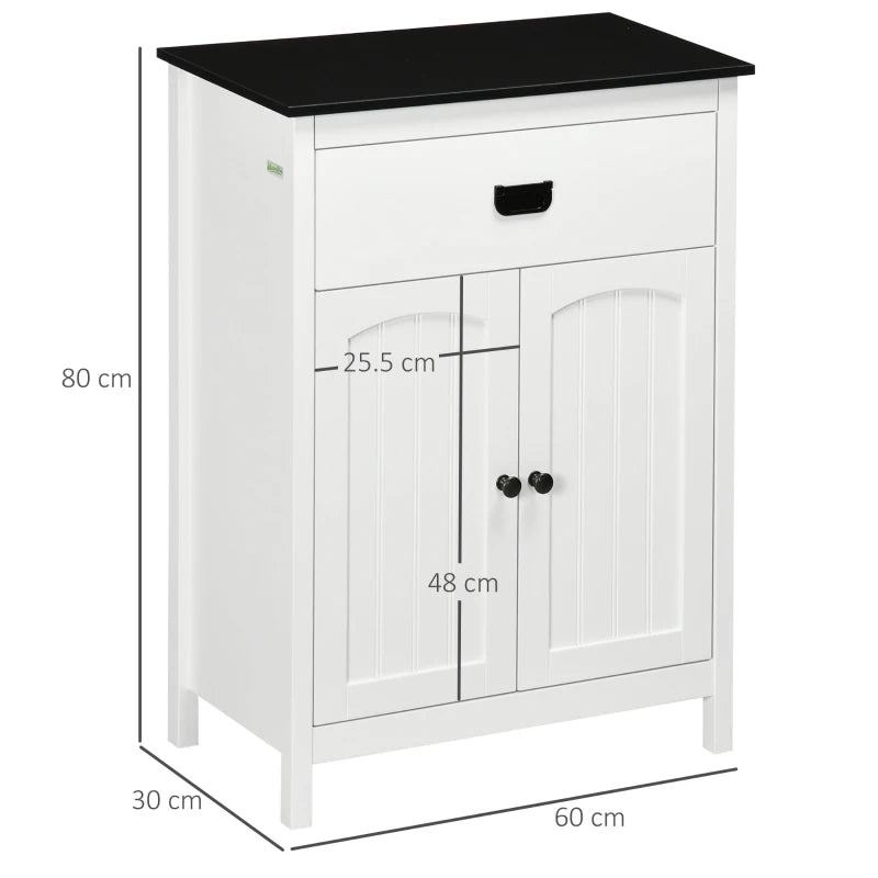 White Bathroom Storage Cabinet with Drawer and Double Doors