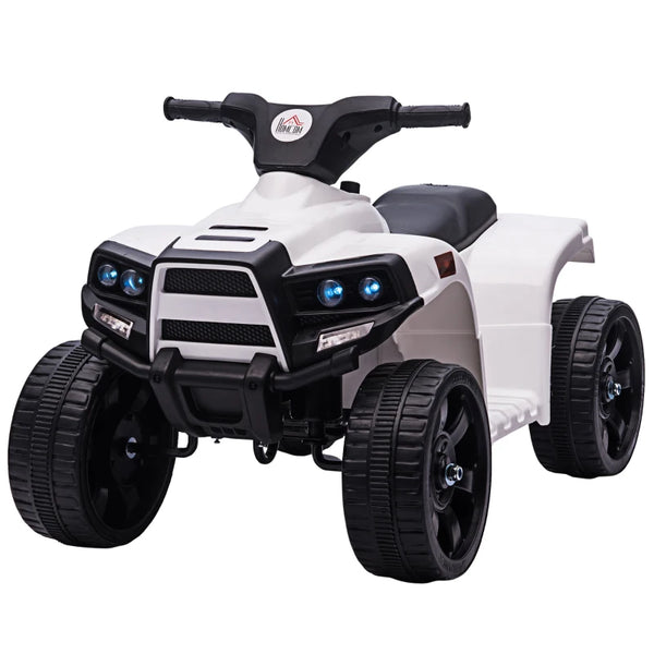 White Kids Electric Ride-On ATV Toy with Headlights & Horn for Toddlers 18-36 Months