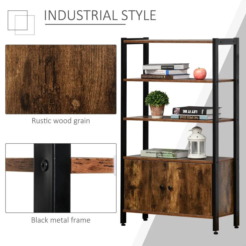 Rustic Brown 3-Tier Industrial Storage Cabinet with Doors