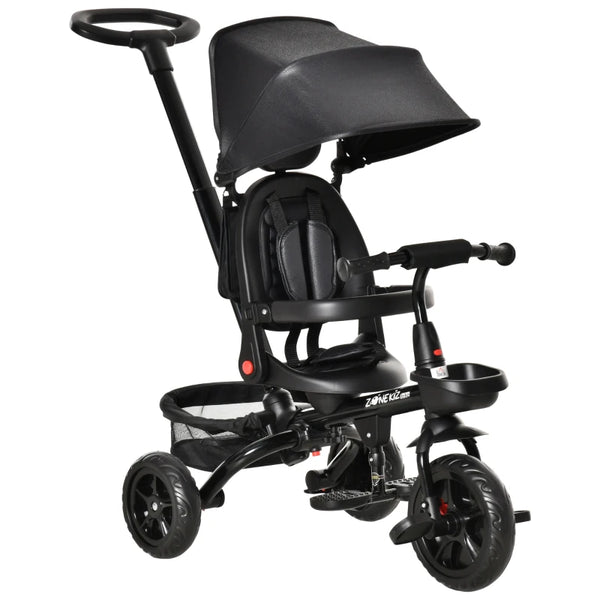 Black 4-in-1 Kids Trike with Adjustable Seat & Canopy