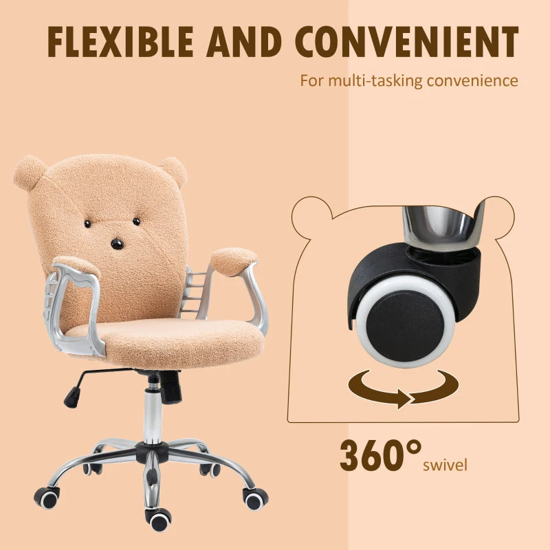 Brown Bear Shape Office Chair with Teddy Fleece Fabric