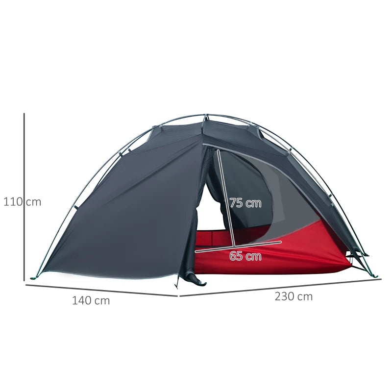 Dark Grey 2-Person Waterproof Dome Camping Tent