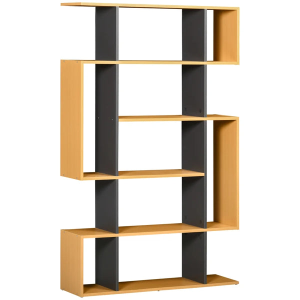 5-Tier Natural Wood Bookshelf with 13 Open Shelves