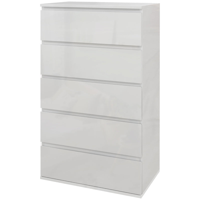 Modern White 5-Drawer Chest of Drawers for Bedroom Storage