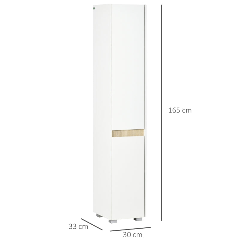 White Tall Bathroom Storage Cabinet with Adjustable Shelves