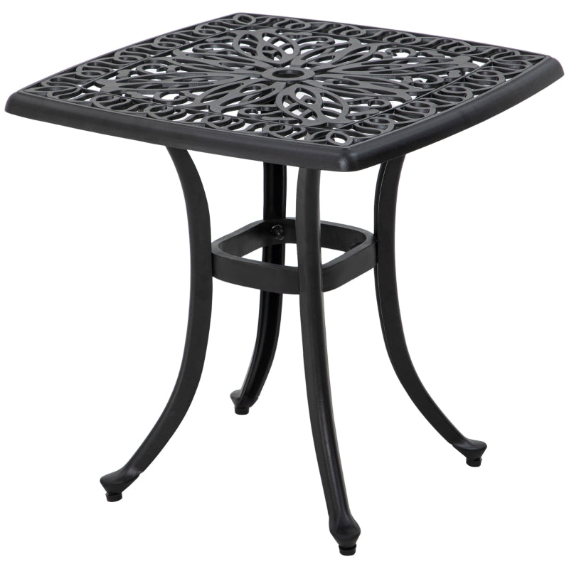 Black Square Outdoor Bistro Table with Umbrella Hole