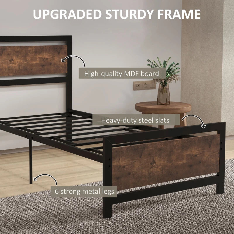 Black Metal Single Bed Frame with Storage Space