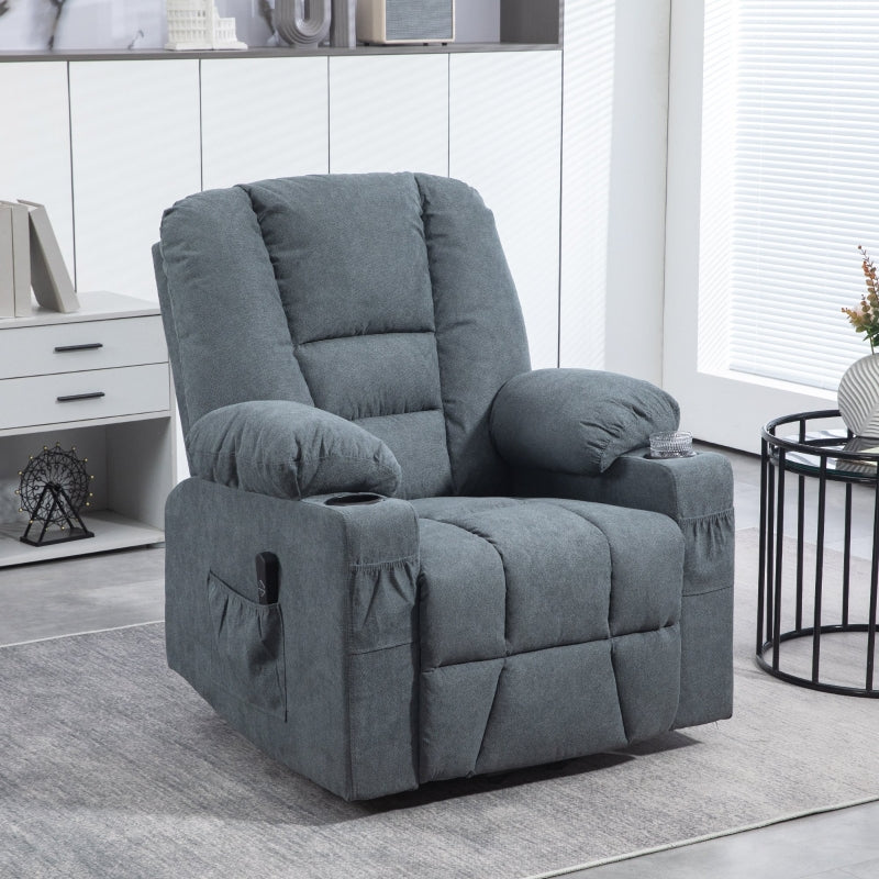 Grey Fabric Lift Recliner Chair for Elderly with Remote Control and Storage