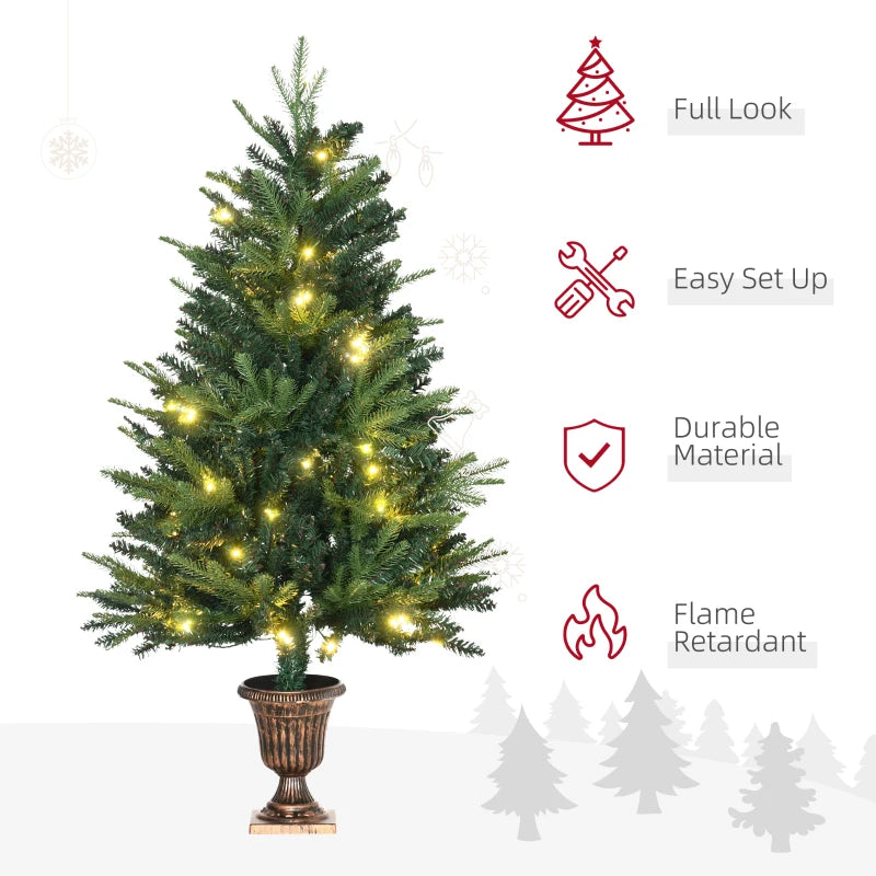 4FT Pre-Lit Green Christmas Spruce Tree with 80 LED Lights