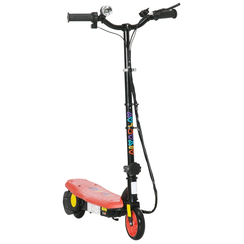 Red Foldable Electric Scooter with LED Headlight for Ages 7-14